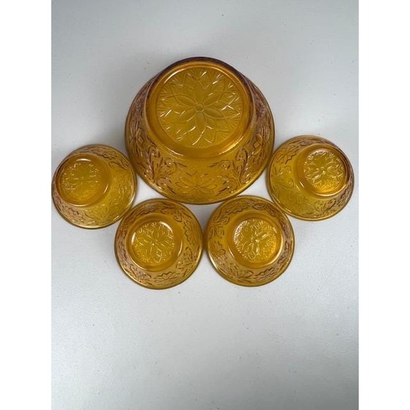 Vintage Amber Tiara Indiana glass large and small bowls serving‎ set mid century - Picture 11 of 16